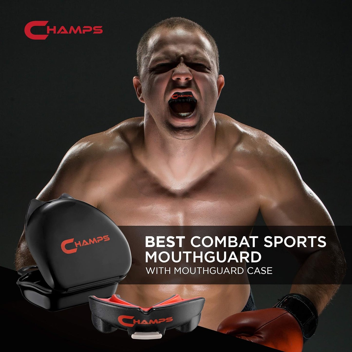 Champs Breathable Mouthguard for Boxing, Jiu Jitsu, MMA, Muay Thai, Sports, and Wrestling. Easy Fit Boxing Mouthguard Super Tough MMA Mouthguard. Combat Sports Mouthpiece